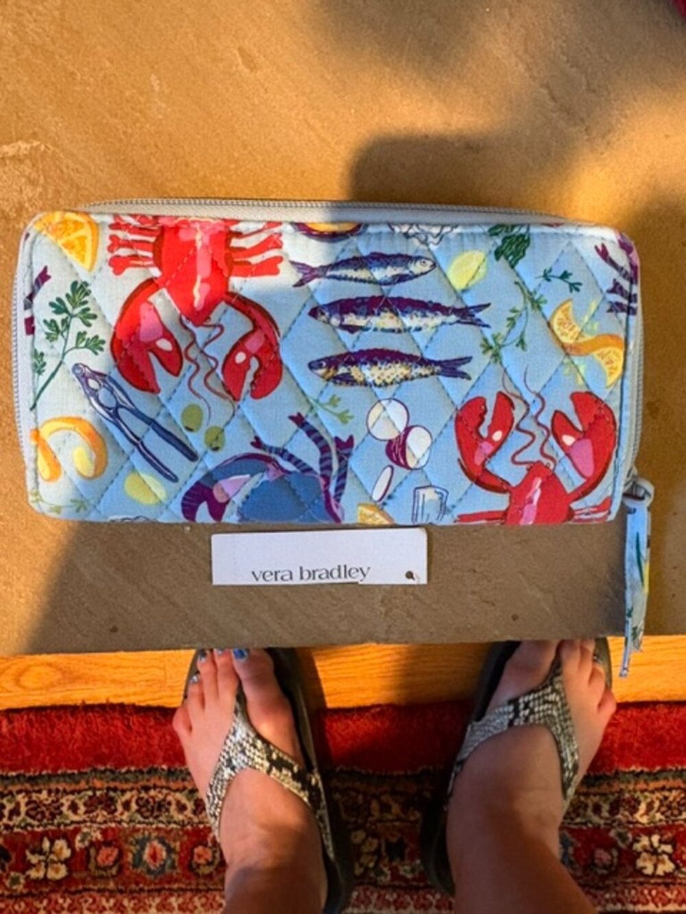 NWT Vera Bradley Seafood Boil Continental Zip Around Cotton Quilted Wallet